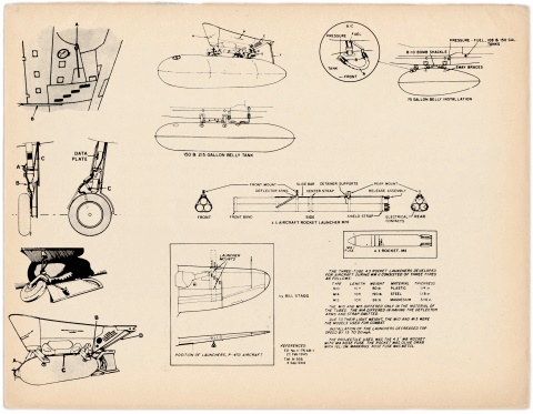 Republic P-47, 1/72 рисунок G.R. Duval, лист 2, «Scale Models» 1971-09